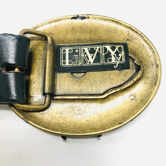 I.V.Y Black Leather Studs Silver Skull Buckle Belt main image 8